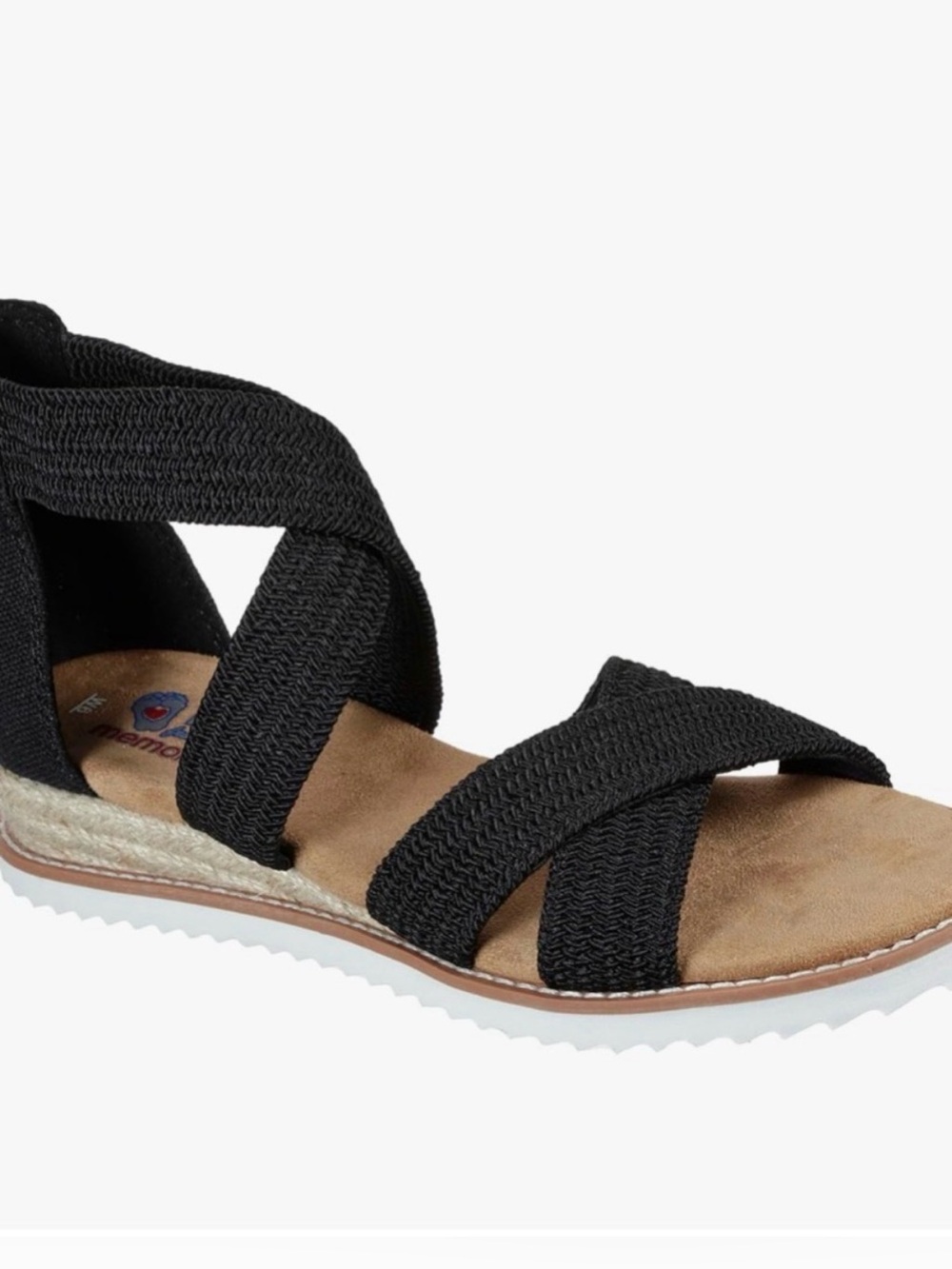 Skechers Black Strappy Elastic Wedge Sandal